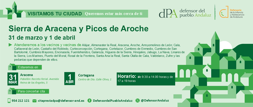 La Oficina de Atención a la ciudadanía se desplaza a la Sierra de Aracena y Picos de Aroche los días 31 de marzo y 1 de abril
