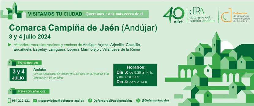 La Oficina de Información y Atención Ciudadana del Defensor del Pueblo andaluz se desplaza a la Campiña de Jaén para la atención presencial a la ciudadanía