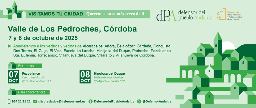 La Oficina de Información y Atención Ciudadana del Defensor del Pueblo andaluz se desplaza al Valle de Los Pedroches La Oficina de Información y Atención Ciudadana del Defensor del Pueblo andaluz se desplaza al Valle de Los Pedroches